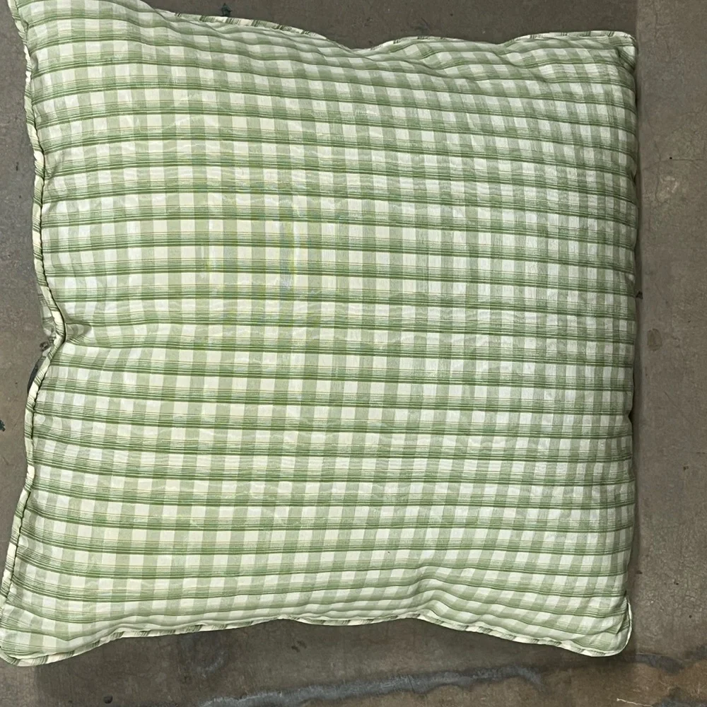Elegant Green Plaid Accent Pillow